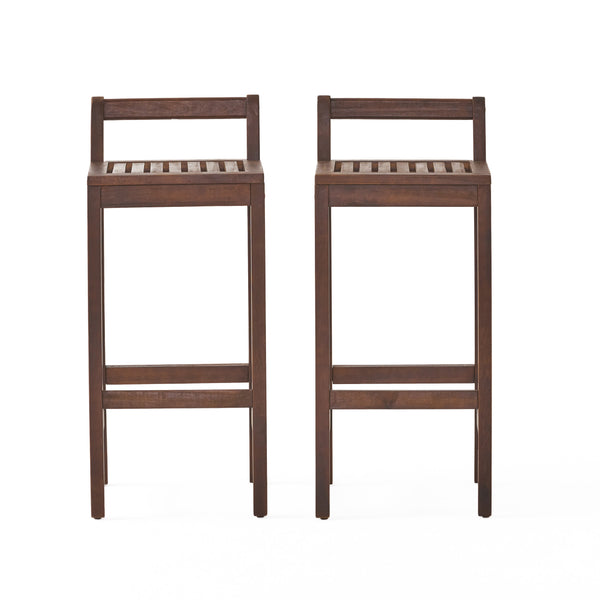 English Elm Christopher Knight Home® - RIVIERA KD Wood Barstool – Solid Acacia Brown Stool, 36.75" Seat Height, Durable Rustic Counter Seating 55135.00MAH