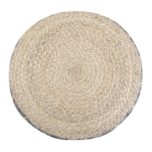 English Elm Edgeley Handwoven Round Pouf Ottoman with Jute & Cotton Diamond Pattern – Supportive Structured Seat Gray B136P159340