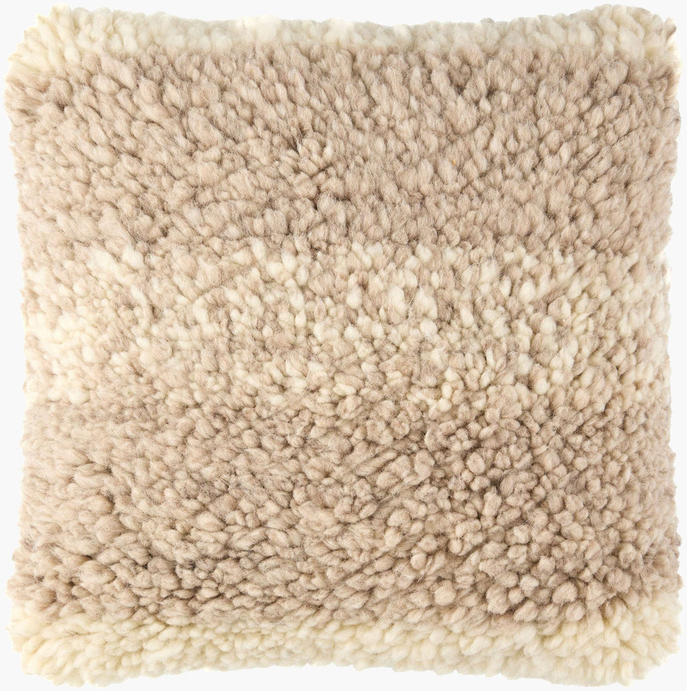 Surya Lucas 18"X18" Traditional Accent Pillow – Timeless Elegance In Cotton & Wool, Easy Care Charm Beige Wool,Cotton,Cotton Uca001-1818d