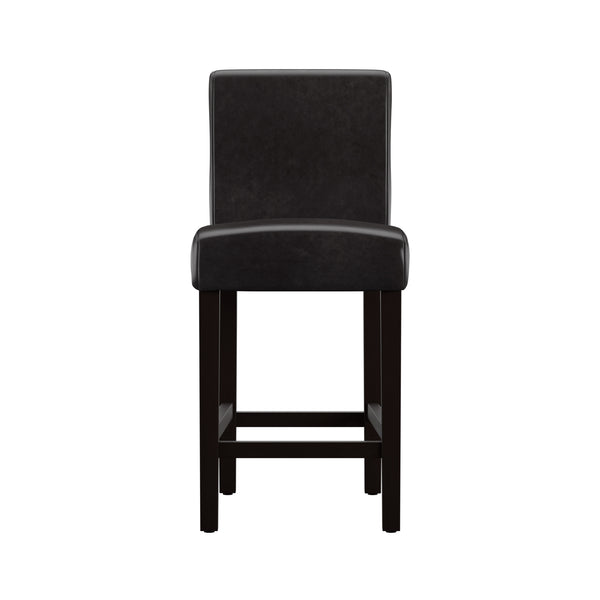 Homelegance By Top-Line Leander Faux Leather High Back Bar Stools (Set of 2) Brown Rubberwood