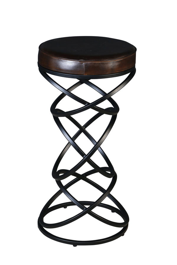 Porter Designs Polaris Leather Bar Stool - Modern Comfort With Striking Design For Contemporary Spaces Brown Leather 02-218-10-6796