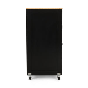 English Elm Christopher Knight Home® - Kitchen Island Cart with Solid Wood Top, 32" Wide Mobile Kitchen Cart with Cabinet, Drawer, Towel Rack on Locking Wheels 67754.00NATBLK