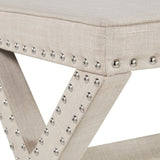 Homelegance By Top-Line Sumiko Linen X-Base Nailhead 17-inch Stool Beige Wood