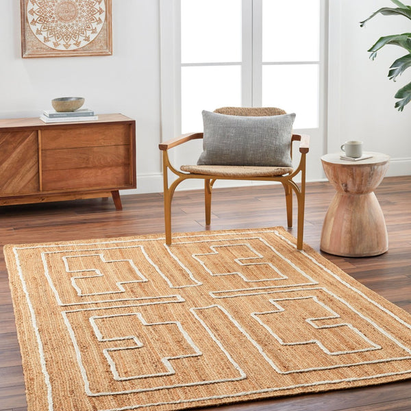 Livabliss Luci Handwoven Jute Area Rug Natural Low Pile Accent for Entryway or Bathroom Tan 8' x 10' UCI2302-810