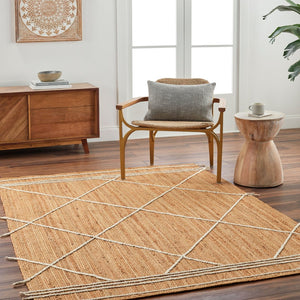Livabliss Luci Handwoven Natural Jute Flatweave Area Rug Earthy Texture for Entryways and Boho Spaces Tan 2' x 3' UCI2303-23