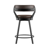 Homelegance By Top-Line Amir Faux Leather Metal Swivel 25" Counter Height Stools (Set of 2) Brown Metal