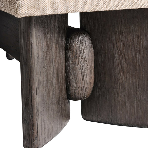 Bernhardt Bernhardt Geneve Sculptural Oak Upholstered Bench for Entryway or Bedroom End 392508