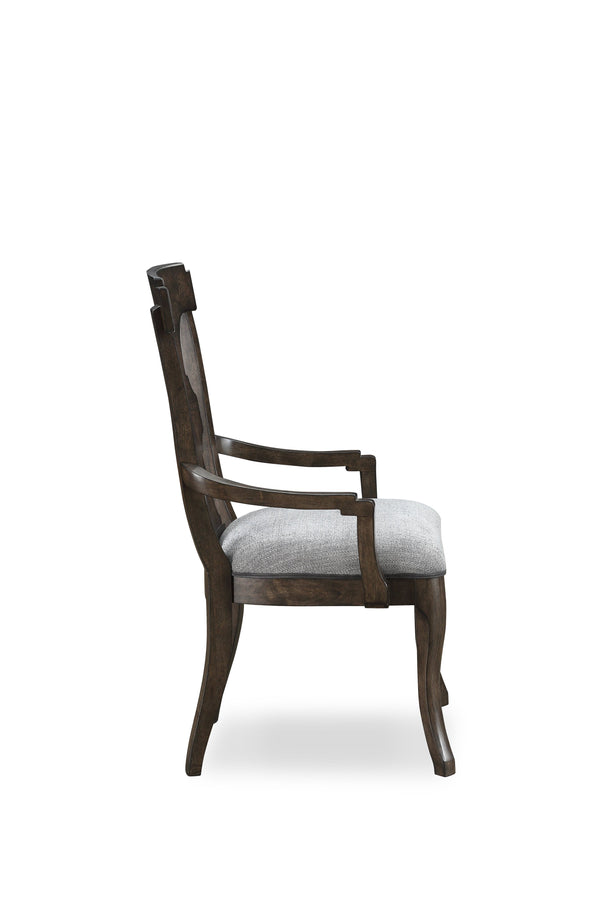 A.R.T. Furniture Landmark Splat Back Arm Chair - Elegant Traditional Design In Smoked Tenebre With Comfortable Upholstery - Set Of 2 Brown, Grey Material, Hickory And Oak Veneers 256203-2316