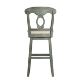 Homelegance By Top-Line Juliette Napoleon Back Wood Swivel Bar Stool Green Rubberwood