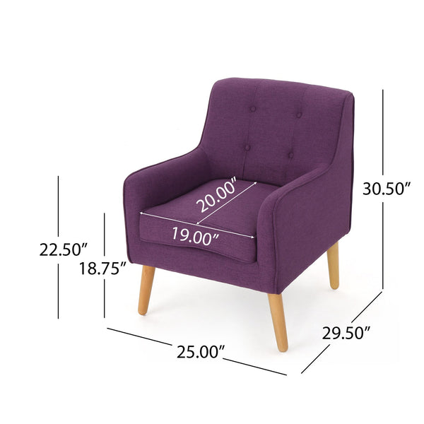 English Elm Arm Chair Tufted Mid-century Accent Seat with Rubberwood Legs for Living Room 60015.00PUR