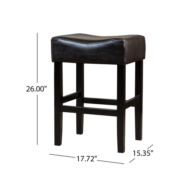English Elm Christopher Knight Home® - 26" Backless Counter Stools Set of 2 - Brown Bonded Leather, Hardwood Frame, Modern Bronze Finish, No Assembly Needed 56640.00