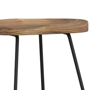 English Elm Amberly Rustic Industrial 24" Saddle Counter Height Stools Set of 2 - Elmwood Seats, Black Iron Legs B136P158310