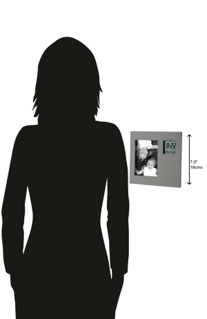 Hekman Furniture 645553 Modern Digital Alarm Clock With Photo Frame - Stylish Lcd Timepiece For Home & Office Decor  Picture This Tabletop Clock 645553