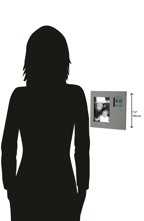 Hekman Furniture 645553 Modern Digital Alarm Clock With Photo Frame - Stylish Lcd Timepiece For Home & Office Decor  Picture This Tabletop Clock 645553