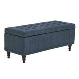 Homelegance By Top-Line Lyon Tufted Storage Bench Blue Polyester