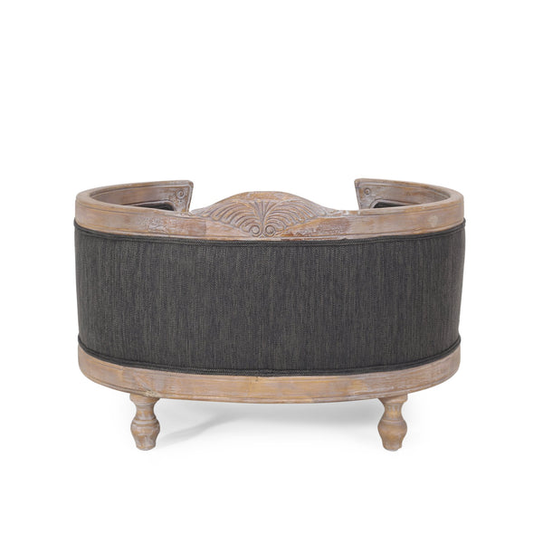 English Elm Pet Bed with Tufted Cushion Solid Birch Turned Legs Upholstered Living Room Sofa Style 72913.00