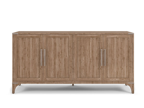 A.R.T. Furniture Passage Natural Oak Credenza With Soft-closing Doors, Adjustable Shelves, And Wine Storage Cleats Brown Ash Solids,Knotty Oak Veneers,Metal 287252-2302