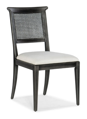 Hooker Furniture Charleston Colonial-Style Upholstered Side Chair With Woven Cane Back, Distressed Magnolia Finish And Comfort Seat Black 6750-75410-95