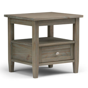 English Elm Warm Solid Wood 20-Inch Transitional End Table In Distressed Grey - Stylish Storage For Any Room B136P159706-GIGA