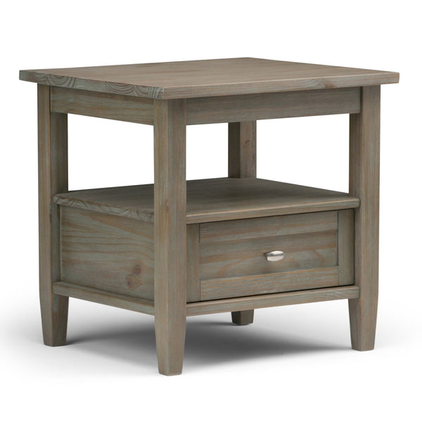 English Elm Warm Solid Wood 20-Inch Transitional End Table In Distressed Grey - Stylish Storage For Any Room B136P159706-GIGA