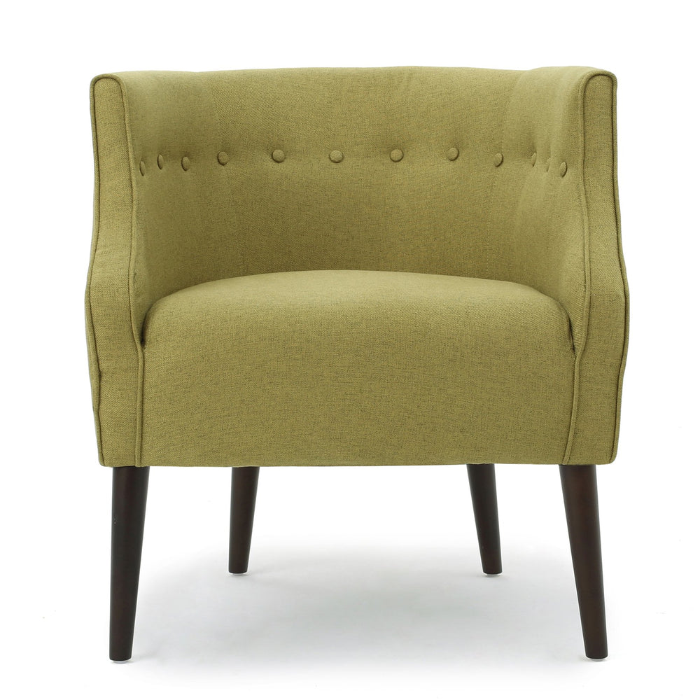 English Elm Club Chair Barrel Silhouette Button Tufted Fabric Accent Seat with Tapered Birch Legs 60007.00TEL