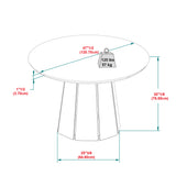 48" Round Solid Wood Pedestal Dining Table Cerused White KOAD1DCWWS Walker Edison