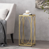 Christopher Knight Home® - Noble House - Bennion Modern Glam Glass Top End Table, Champagne Gold And Black