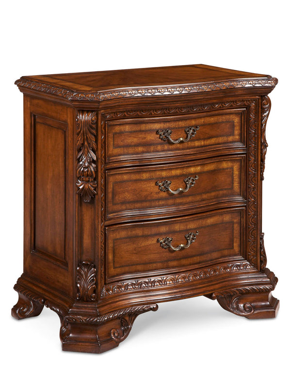 A.R.T. Furniture Old World Bedside Chest: Traditional Medium Cherry Finish, Hidden Storage & Elegant Carvings Brown, Brown New Zealand Pine Solids,Cherry And Avodire Veneers,Metal 143148-2606