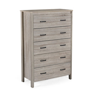 English Elm Christopher Knight Home® - Toolless 5-Drawer Chest with Faux Wood Finish, Moisture-Resistant MDF, Sleek Bar Handles, Compact Storage Oak 72039.00SONOAK