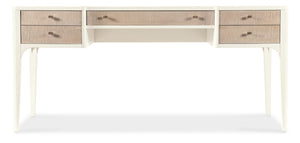 Hooker Furniture Hera Almond White Writing Desk With Figured Maple Accents, 5 Drawers & Flexible Left/Right Surface 6052-10459-80