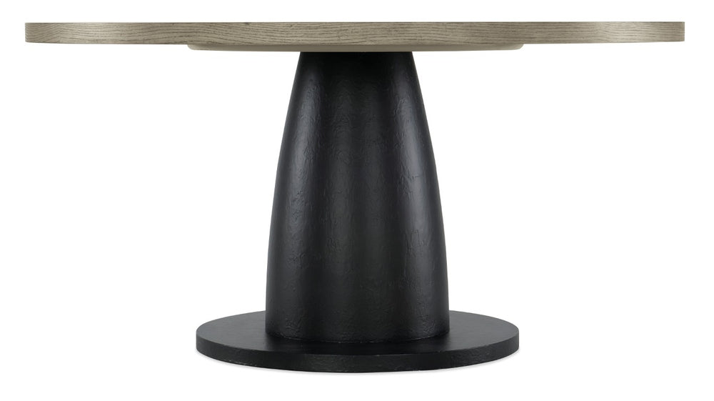 Hooker Furniture Linville Oak Veneer 60" Round Dining Table — Two-Tone Mink Top & Textured Black Pedestal, Seats 4–6 6150-75213-85