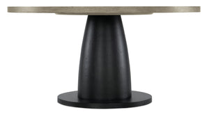 Hooker Furniture Linville Oak Veneer 60" Round Dining Table — Two-Tone Mink Top & Textured Black Pedestal, Seats 4–6 6150-75213-85