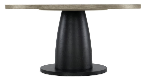 Hooker Furniture Linville Oak Veneer 60" Round Dining Table — Two-Tone Mink Top & Textured Black Pedestal, Seats 4–6 6150-75213-85