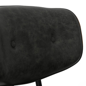 English Elm Dax Bentwood Office Chair with Tufted Vegan Faux Leather, Walnut Frame, Chrome Swivel Base Dark Gray B136P158583