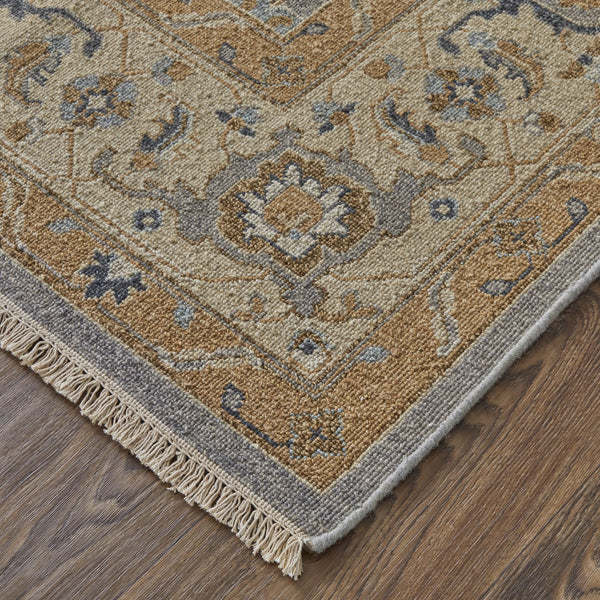 Feizy Rugs Corbitt Persian-inspired Hand Knotted Wool Rug - Elegant Low Pile Design For Timeless Spaces Gray,Gold Wool Cor0611fgrygldh50