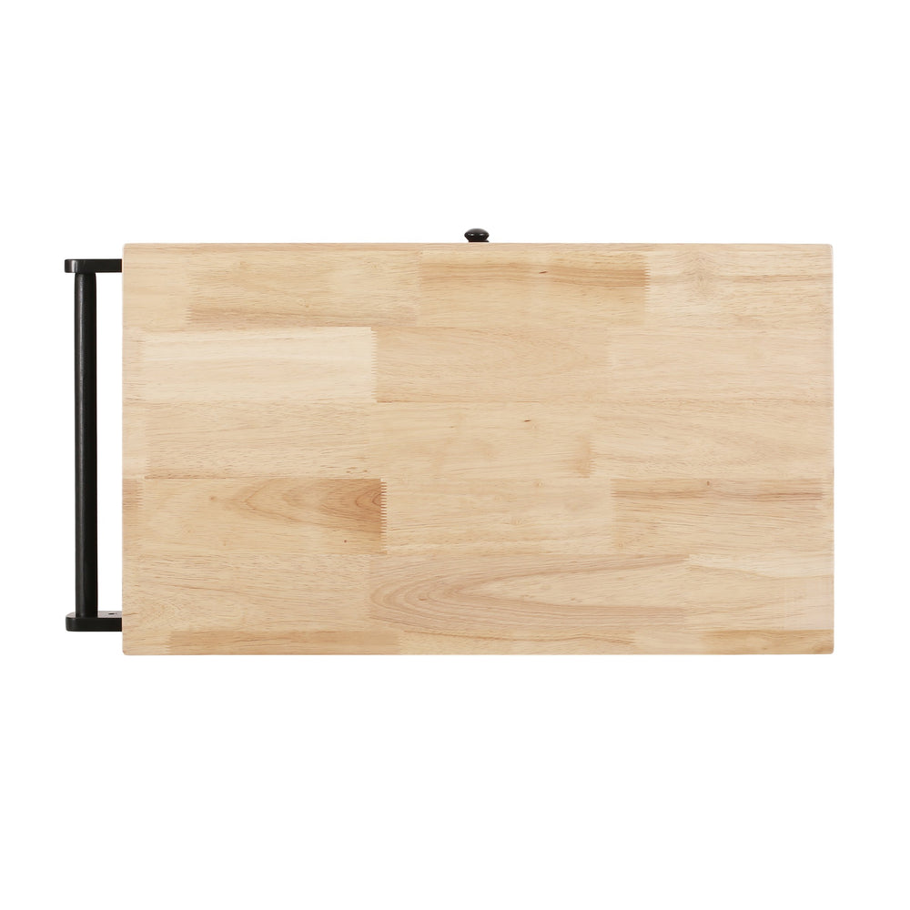 English Elm Christopher Knight Home® - Kitchen Island Cart with Solid Wood Top, 32" Wide Mobile Kitchen Cart with Cabinet, Drawer, Towel Rack on Locking Wheels 67754.00NATBLK