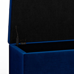 English Elm Cosmopolitan Blue Velvet Storage Ottoman - Elegant Multi-Functional Seating & Stylish Organizer B136P159764