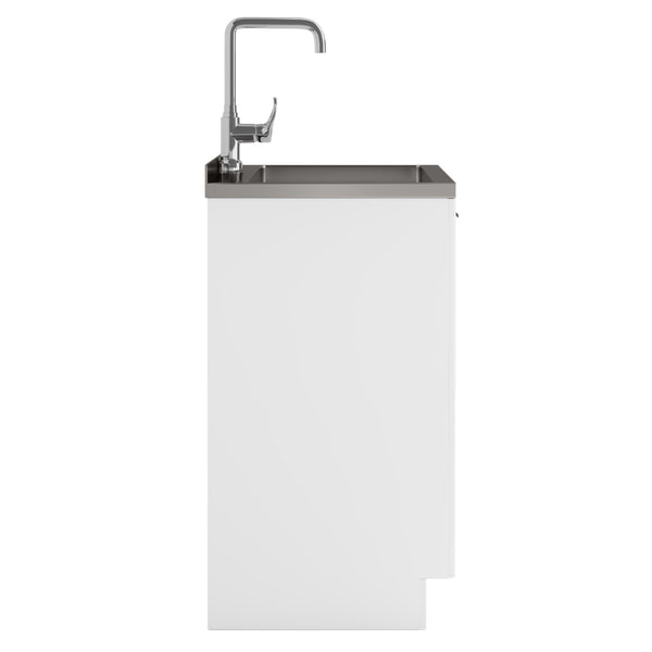 English Elm Murphy 24" Compact Laundry Cabinet With Deep Stainless Steel Sink & High-Arch Faucet For Small Spaces B136P158807