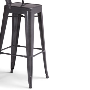 English Elm Rayne 30" Metal Bar Stool Set Of 2 - Industrial Style Grey Stools For Kitchen & Living Spaces B136P159498-GIGA