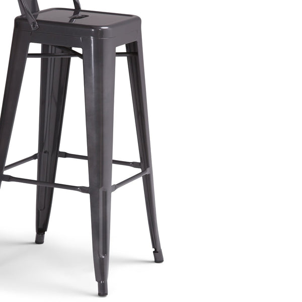 English Elm Rayne 30" Metal Bar Stool Set Of 2 - Industrial Style Grey Stools For Kitchen & Living Spaces B136P159498-GIGA
