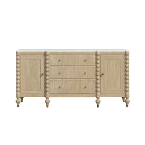 A.R.T. Furniture Haven Credenza - Rustic Elegance with Marble Top, Stylish Storage for Dining & Living Spaces 339252-2325