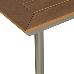 English Elm Christopher Knight Home® - LEEDS Eucalyptus Wood-Top Dining Table with Rust-Proof Aluminum Frame for Outdoor Patio Seating of 6 62762.00SIL