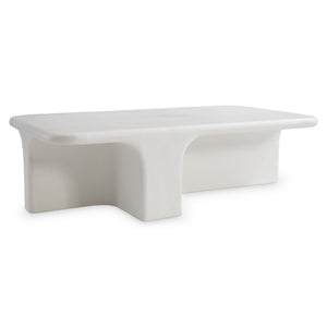 Bernhardt Bernhardt Sculptural Lennox Outdoor Cocktail Table — Chalky White Grp Concrete, Durable 56" W Centerpiece X10018