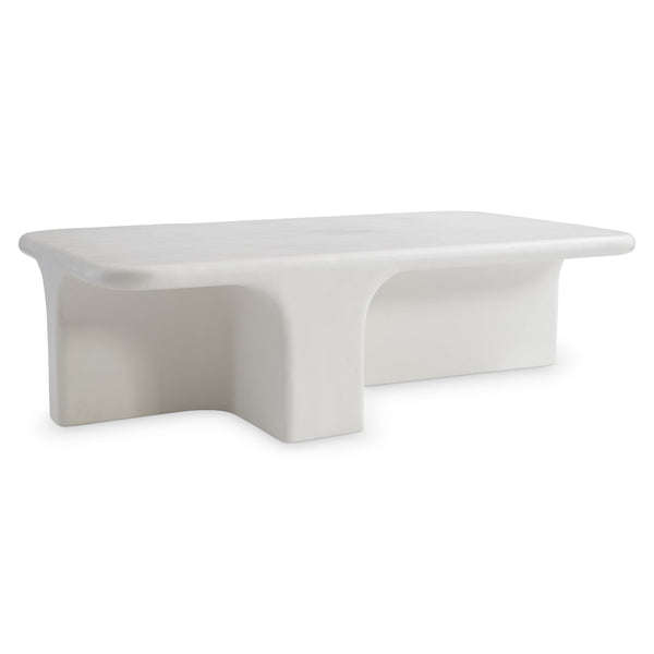 Bernhardt Bernhardt Sculptural Lennox Outdoor Cocktail Table — Chalky White Grp Concrete, Durable 56" W Centerpiece X10018