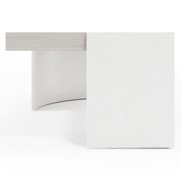 Bernhardt Bernhardt Sculptural Stratum Cocktail Table With Mist Wood Top & Fossil Faux Stone Corner Posts 325021