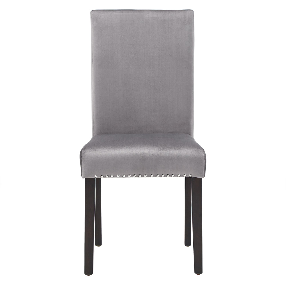 Homelegance By Top-Line Saber Nailhead Velvet Upholstered Chairs (Set of 2) Grey Wood