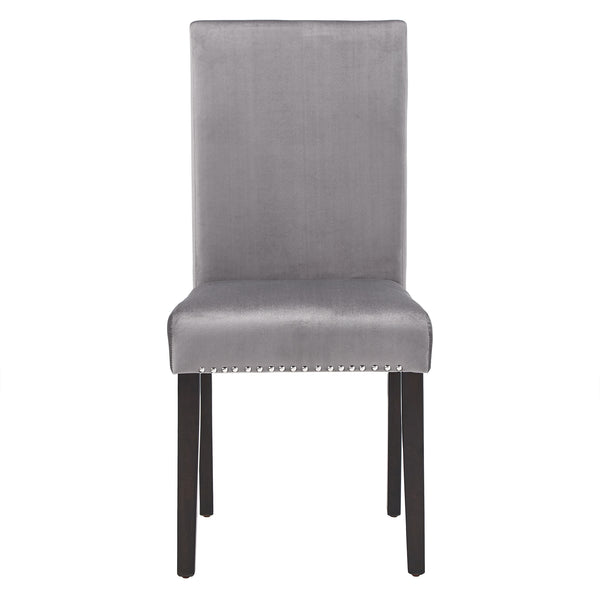 Homelegance By Top-Line Saber Nailhead Velvet Upholstered Chairs (Set of 2) Grey Wood