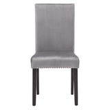 Homelegance By Top-Line Saber Nailhead Velvet Upholstered Chairs (Set of 2) Grey Wood