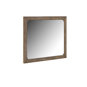 A.R.T. Furniture Stockyard Elegant Beveled Mirror With Metallic Silver Trim - Stylish Wall Decor For Any Space Brown Parrawood Solids,Knotty White Oak Veneers,Glass 284120-2303