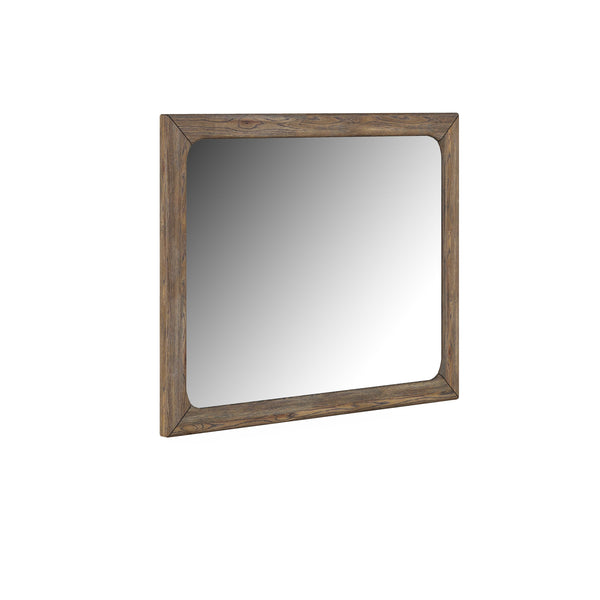 A.R.T. Furniture Stockyard Elegant Beveled Mirror With Metallic Silver Trim - Stylish Wall Decor For Any Space Brown Parrawood Solids,Knotty White Oak Veneers,Glass 284120-2303